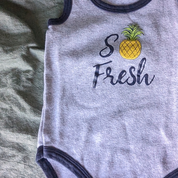 Baby Pineapple Tank bodysuit Set 9-12m 4pc HB Summer Sunglasses Boys Blue Black - Picture 2 of 12
